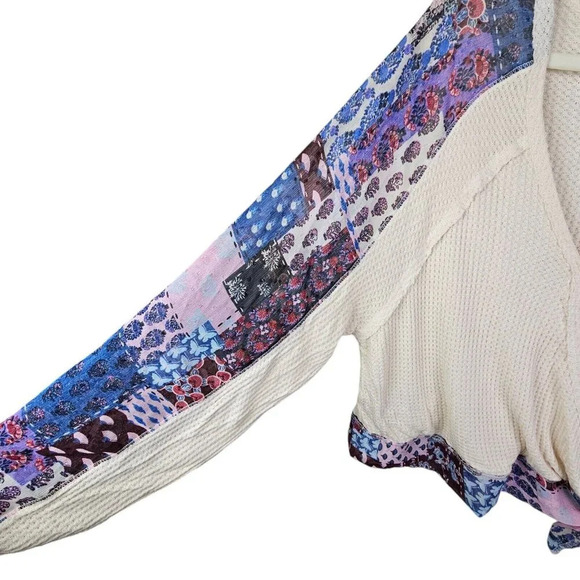 By Together Wrap Look Waffle Knit Pullover Blouse Contrast Sleeves‎ Size Large - Picture 5 of 12